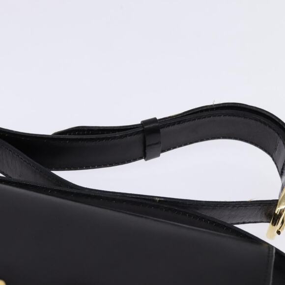 CELINE Horsebit Shoulder Bag Leather Black Gold - Picture 8 of 12